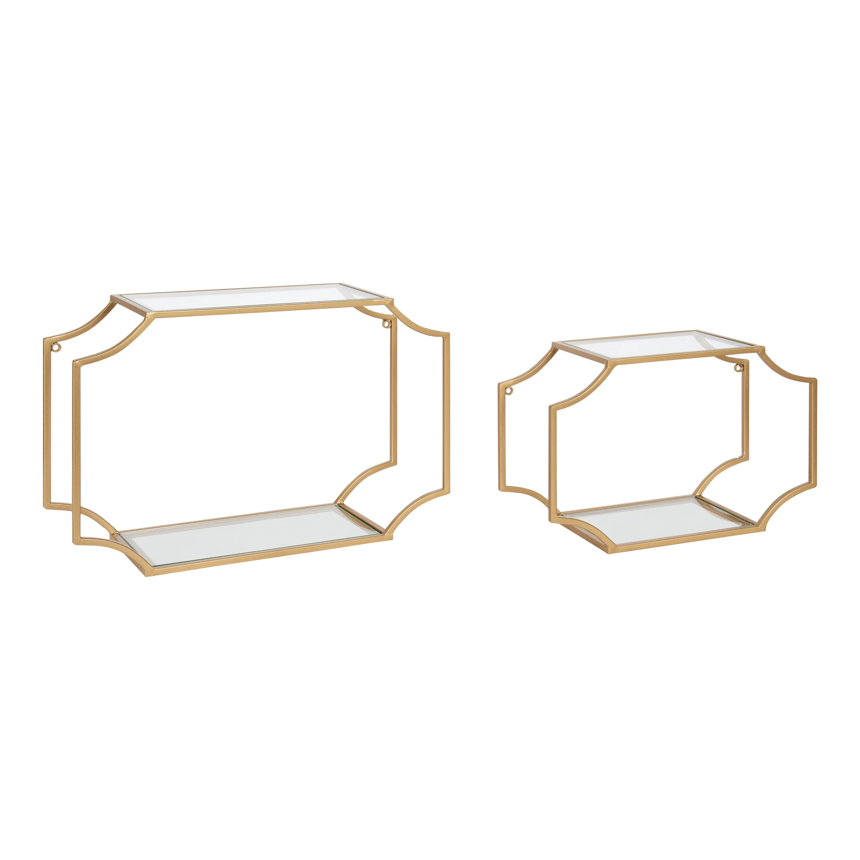 Ciel Modern Glam Metal Wall Shelf Set