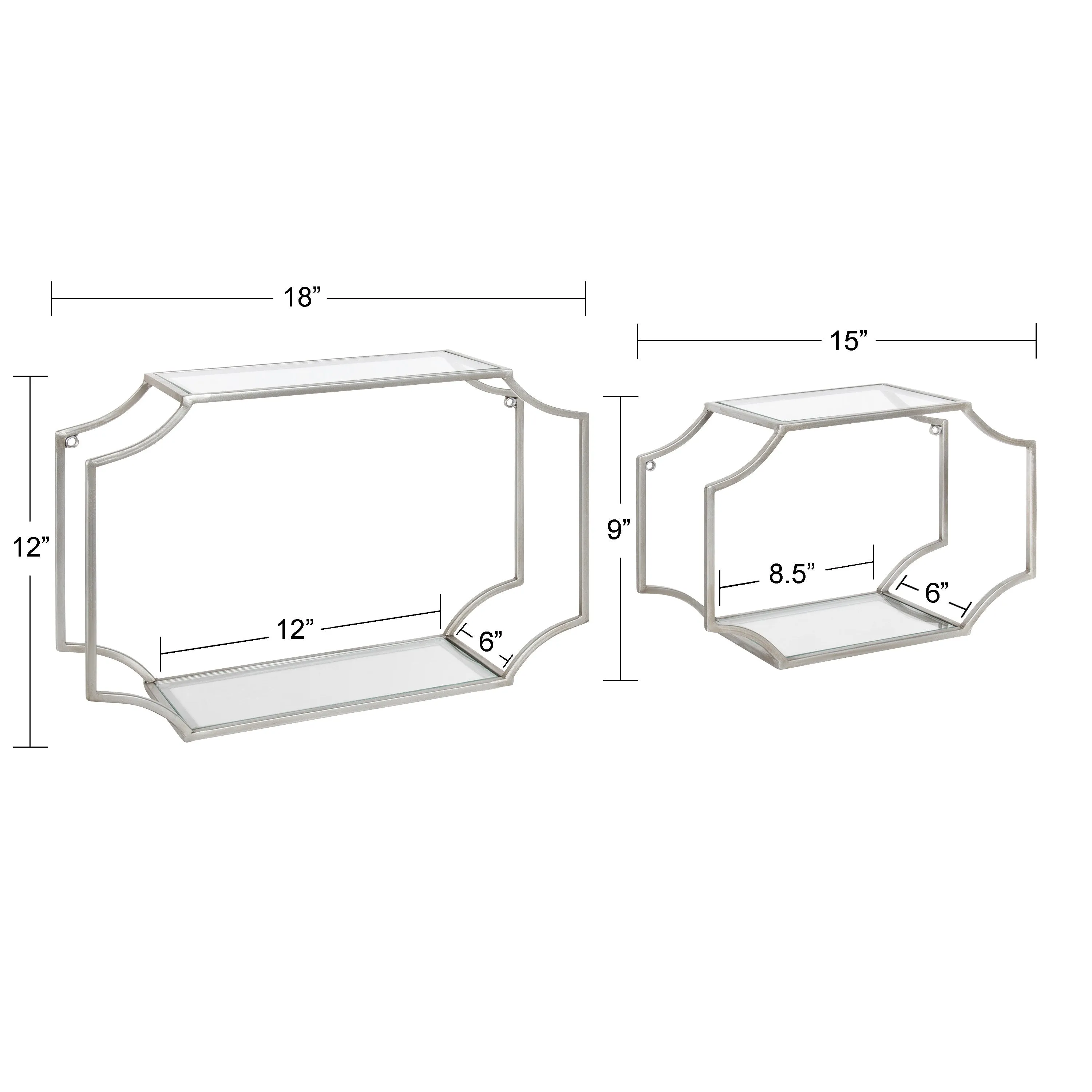 Ciel Modern Glam Metal Wall Shelf Set