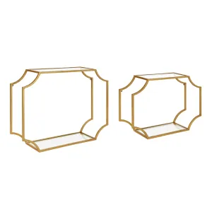 Ciel Modern Glam Metal Wall Shelf Set
