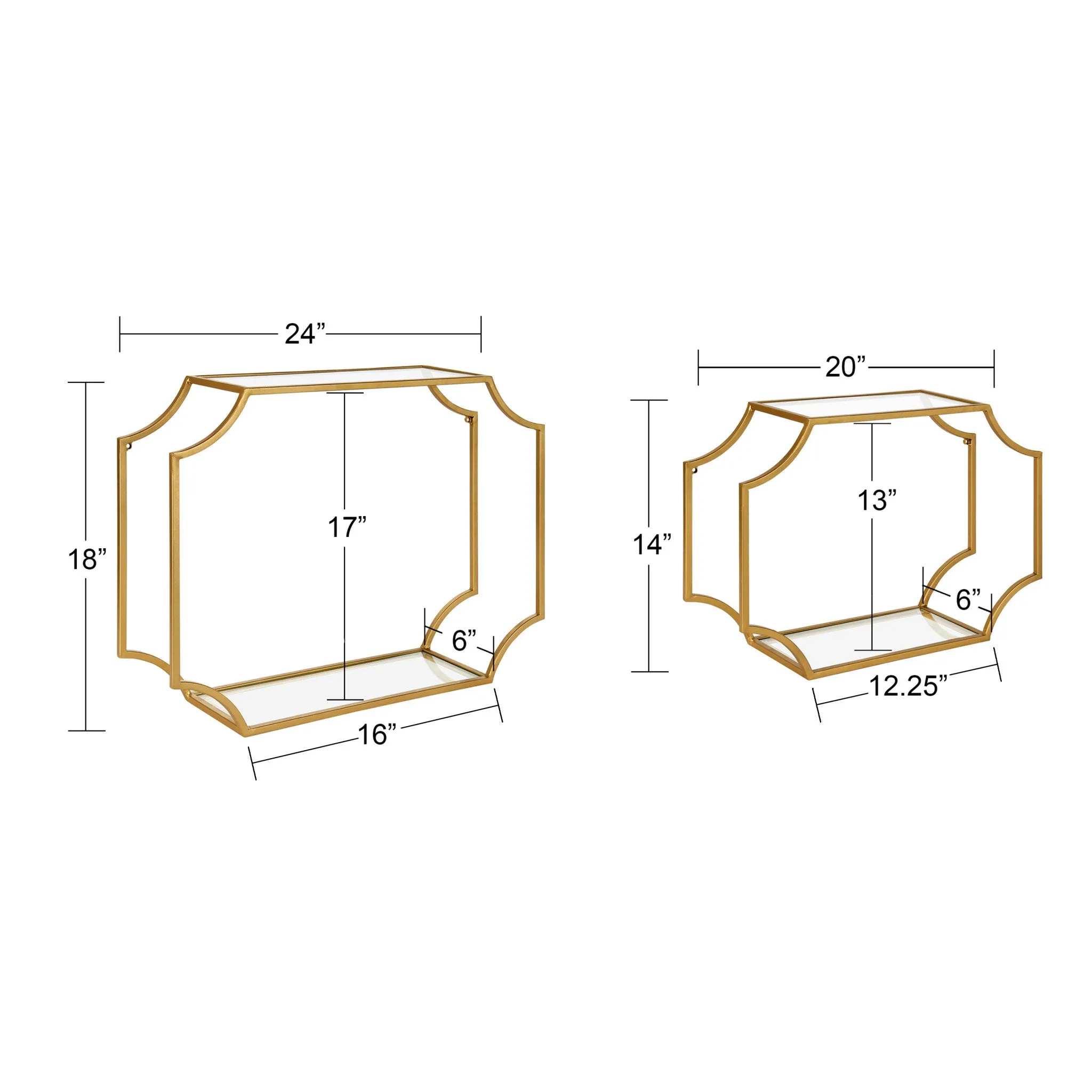 Ciel Modern Glam Metal Wall Shelf Set
