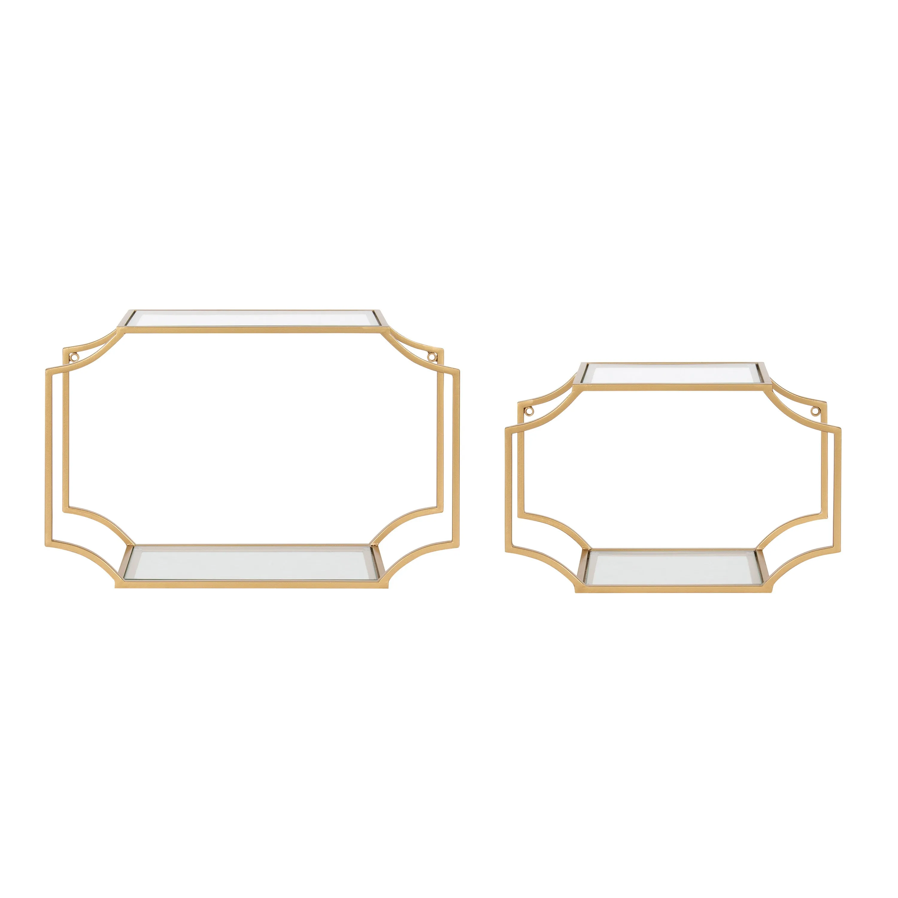 Ciel Modern Glam Metal Wall Shelf Set