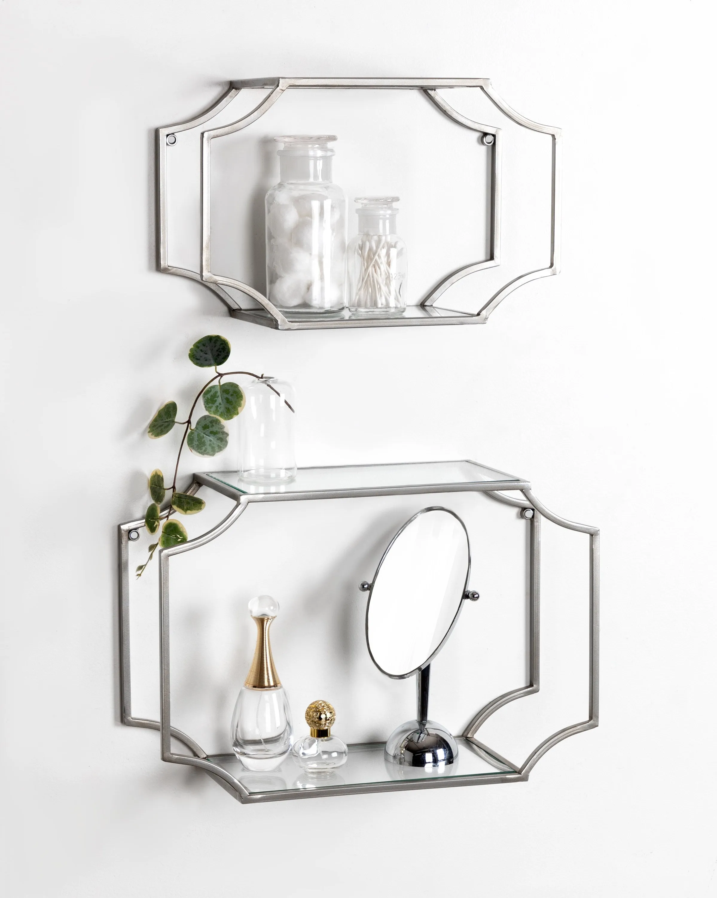 Ciel Modern Glam Metal Wall Shelf Set