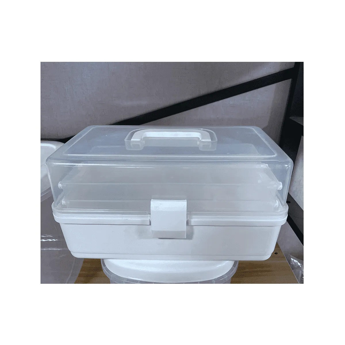 Craft Storage Box Organizer 3-Tier Fishing Tackle Box Organizer Sewing Box Nail Art Organizer with Handle Tool Box
