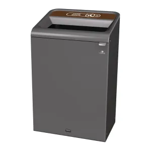 CX974 Rubbermaid Configure Recycling Bin with Food Waste Label Brown 125Ltr
