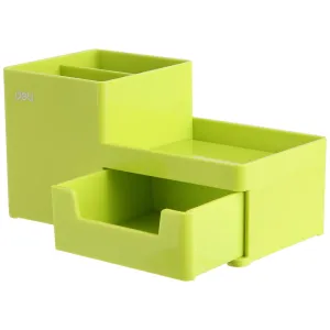 Deli Desk Organizer 1-Drawer 3 -Compartment 175x90x92mm PVC Green