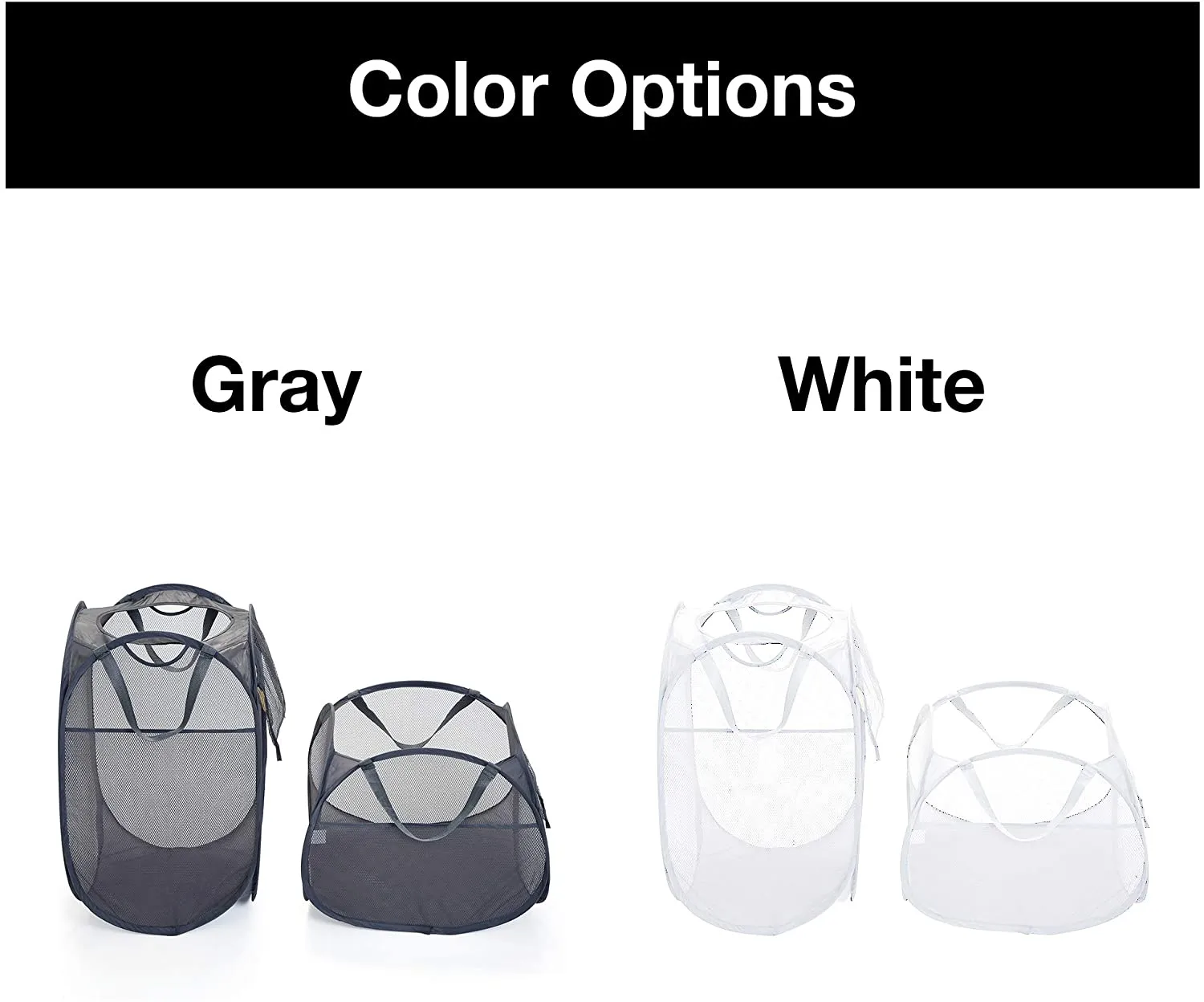 Deluxe Mesh Pop Up Rectangle and Square Hamper Combo - Gray