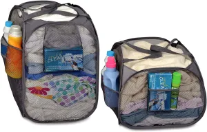 Deluxe Mesh Pop Up Rectangle and Square Hamper Combo - Gray
