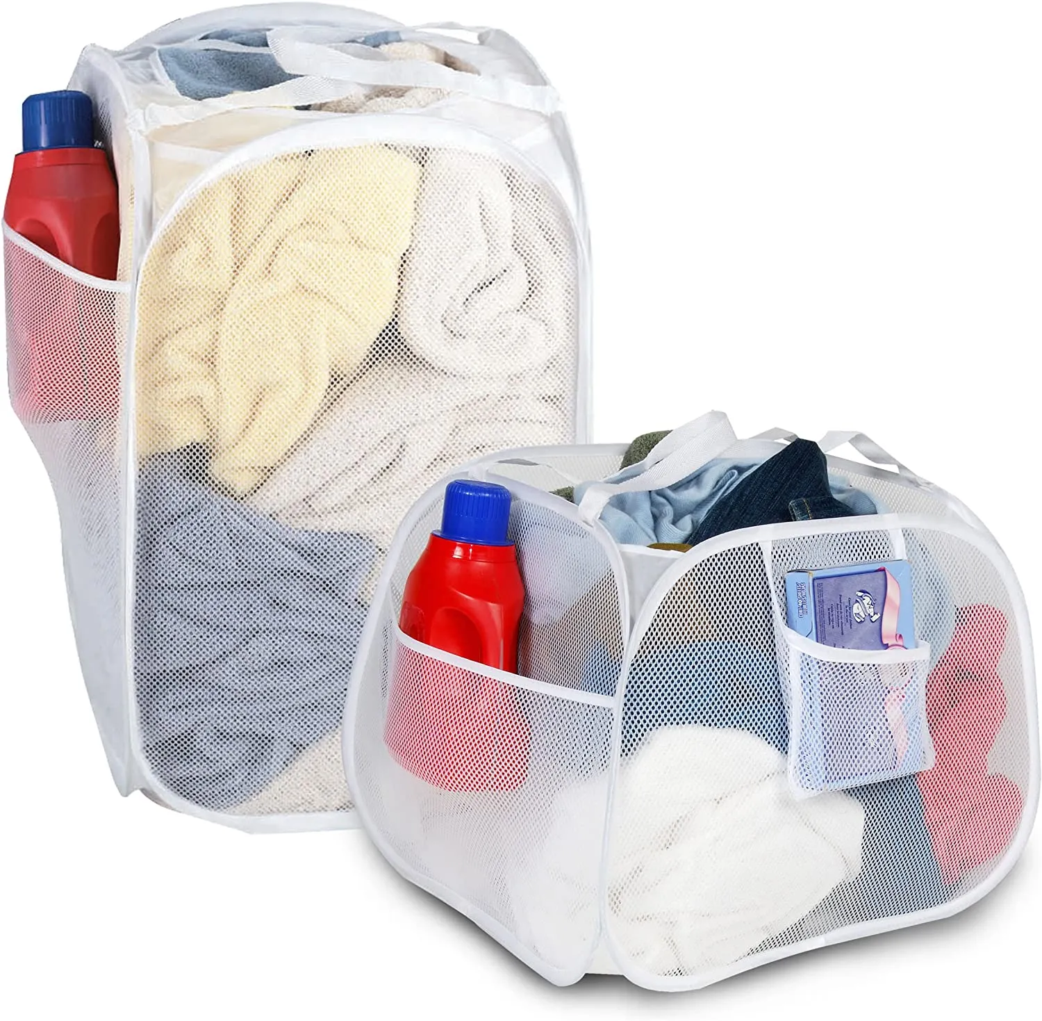 Deluxe Mesh Pop Up Rectangle and Square Hamper Combo - Gray