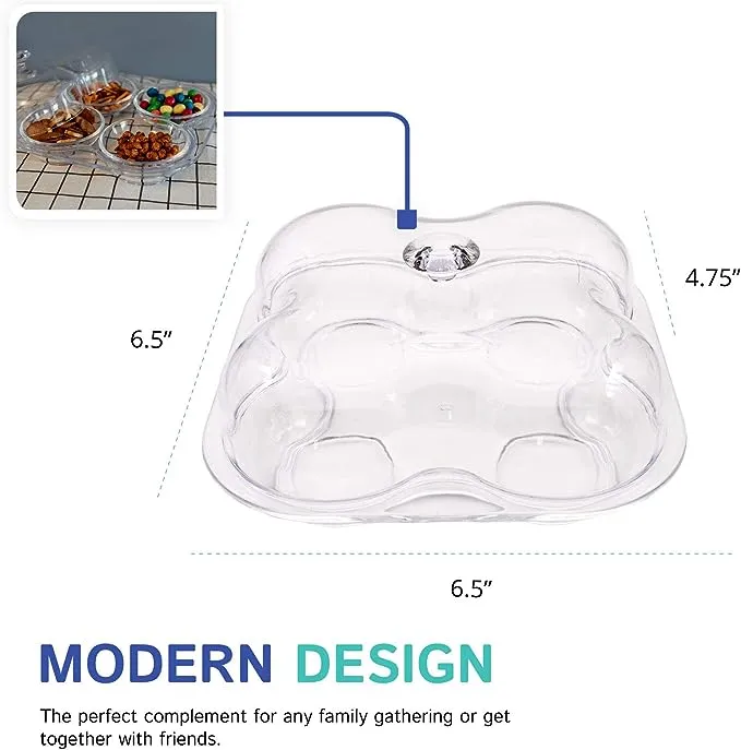 Divided 4-Section Serving Tray With Cover