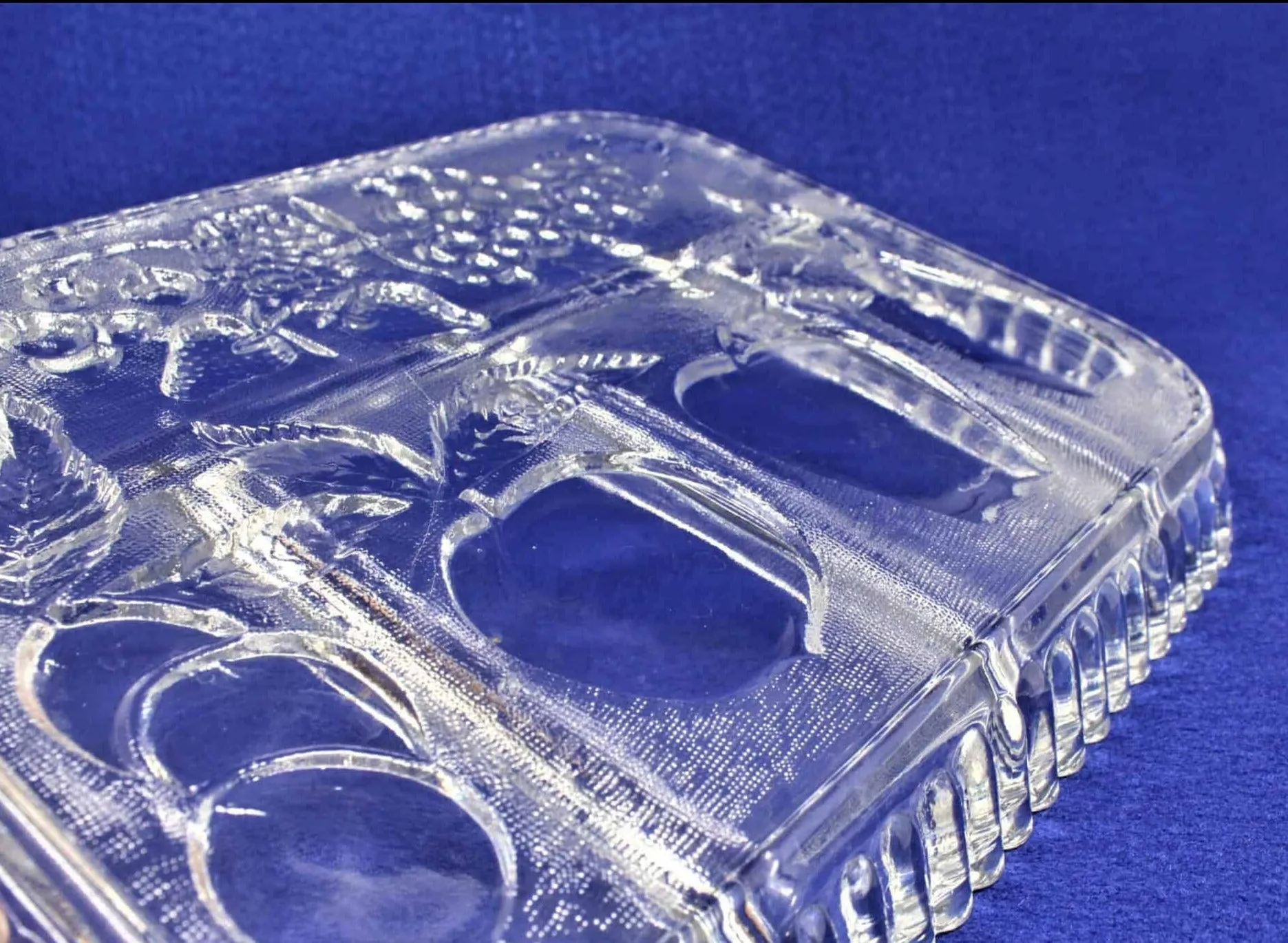 Divided Relish Tray, Indiana Glass, Fruits Clear, Vintage