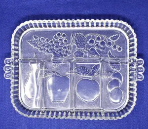 Divided Relish Tray, Indiana Glass, Fruits Clear, Vintage
