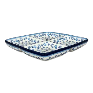 Divided Square Dish, 9.75" in "Cat Tracks" by Ceramika Artystyczna | AB40-1771