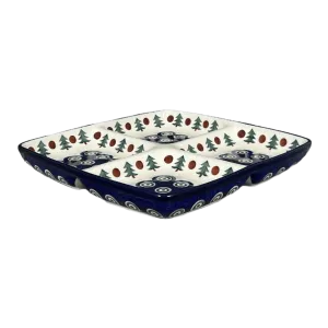 Divided Square Dish, 9.75" in "Peacock Pine" by Ceramika Artystyczna | AB40-366X