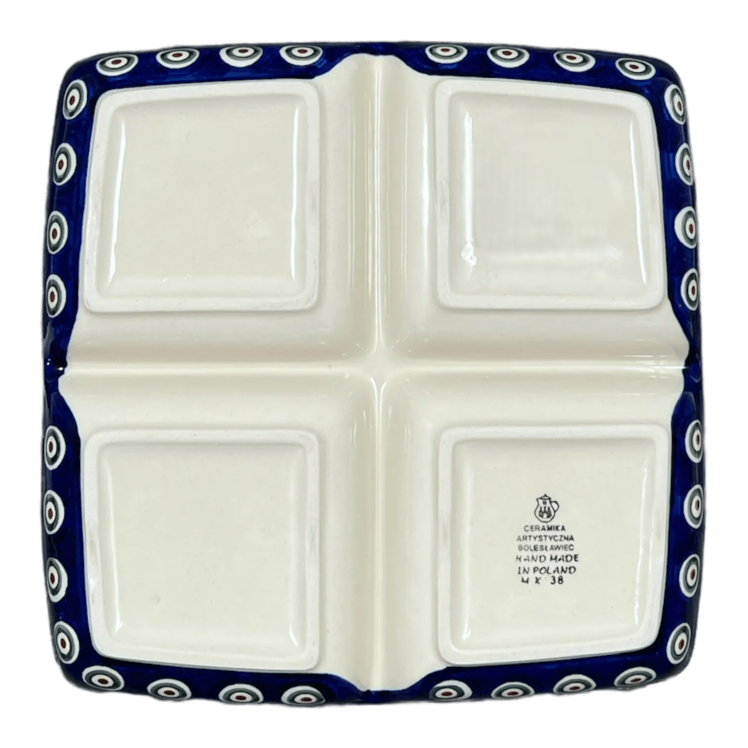 Divided Square Dish, 9.75" in "Peacock Pine" by Ceramika Artystyczna | AB40-366X