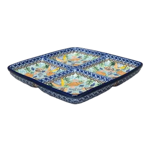 Divided Square Dish, 9.75" in "Poseidon's Treasure" by Ceramika Artystyczna | AB40-U1899