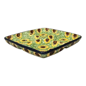 Divided Square Dish, 9.75" in "Sunflower Field" by Ceramika Artystyczna | AB40-U4737
