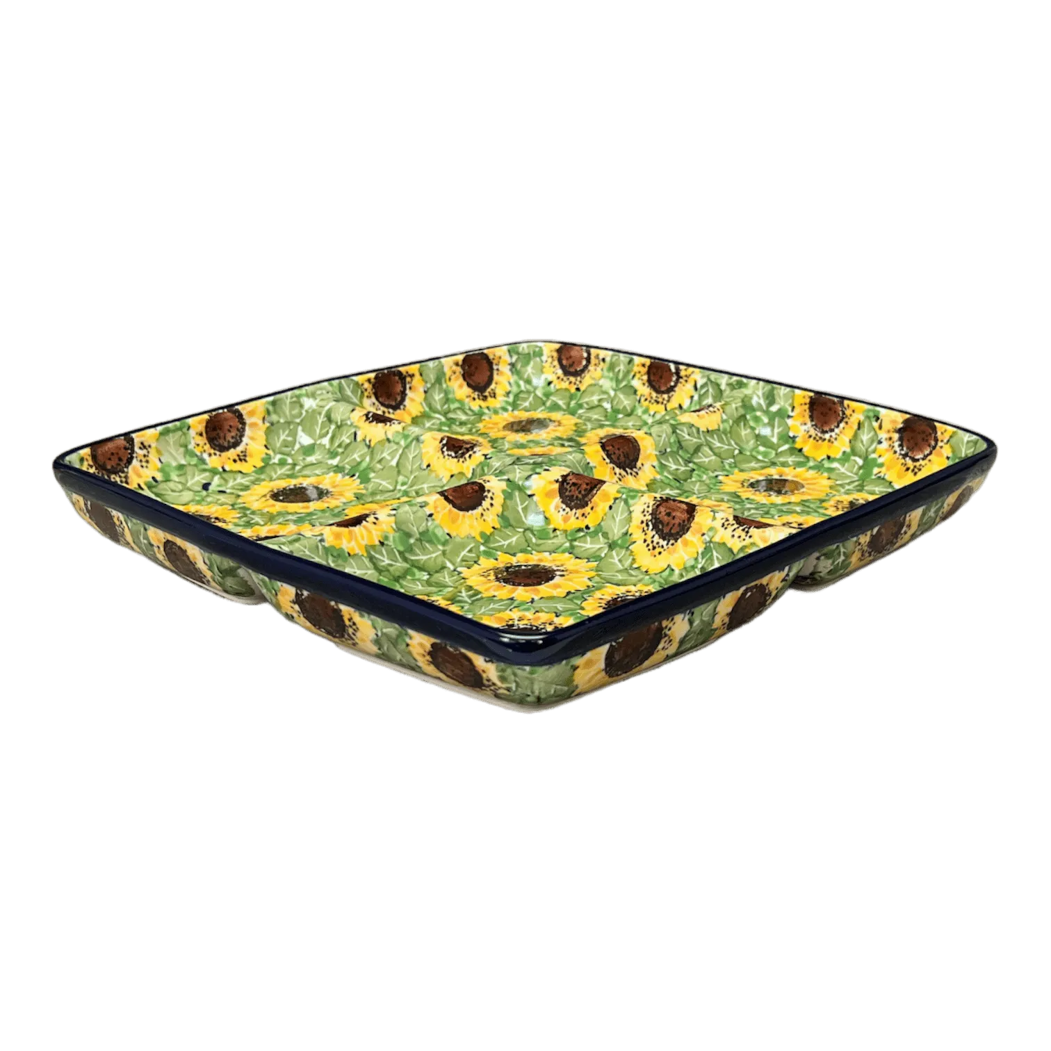 Divided Square Dish, 9.75" in "Sunflower Field" by Ceramika Artystyczna | AB40-U4737
