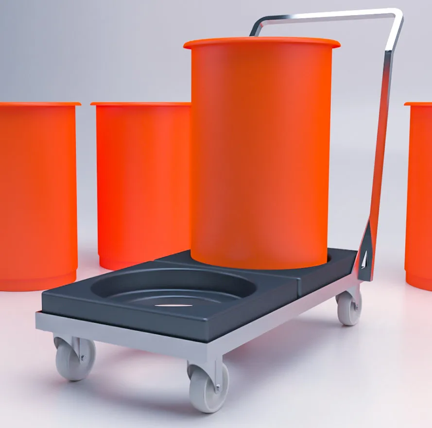 Double Dolly Trolley for X353 X354 X355 X356 Round Bins 1050 (L) x 400 (W) x 950 (H)