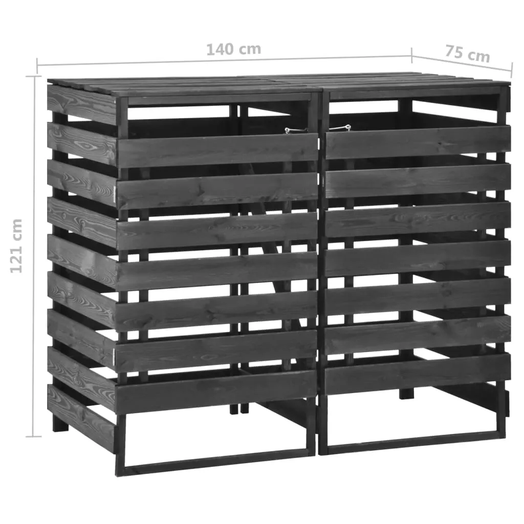 Double Wheelie Bin Shed 140x75x121 cm Painted Solid Pinewood