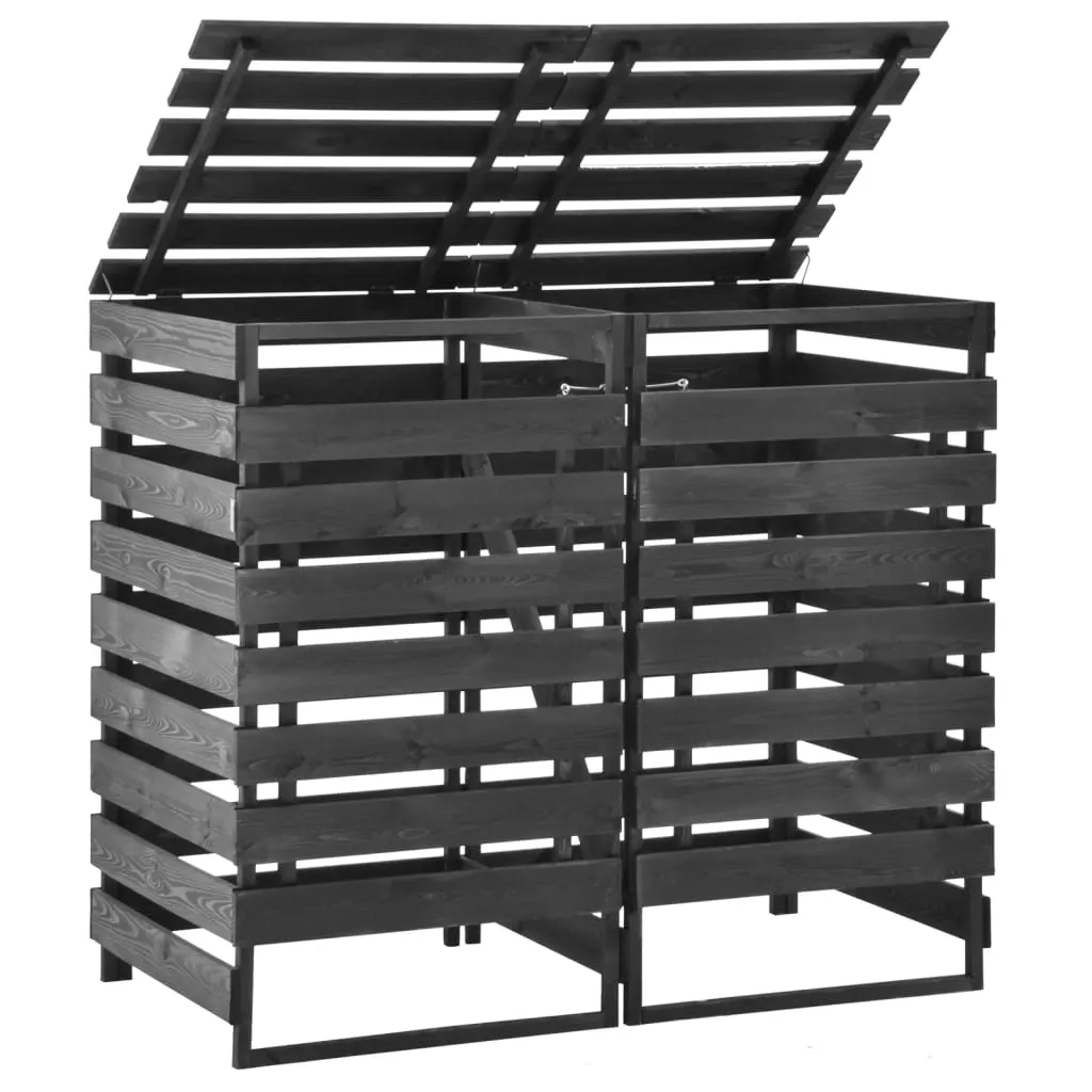 Double Wheelie Bin Shed 140x75x121 cm Painted Solid Pinewood