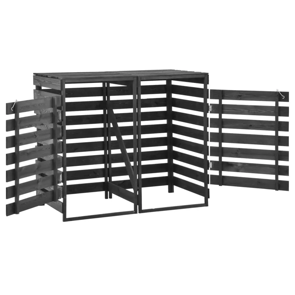 Double Wheelie Bin Shed 140x75x121 cm Painted Solid Pinewood