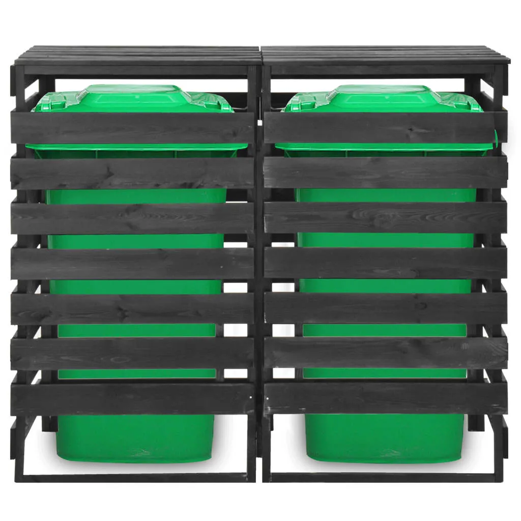 Double Wheelie Bin Shed 140x75x121 cm Painted Solid Pinewood