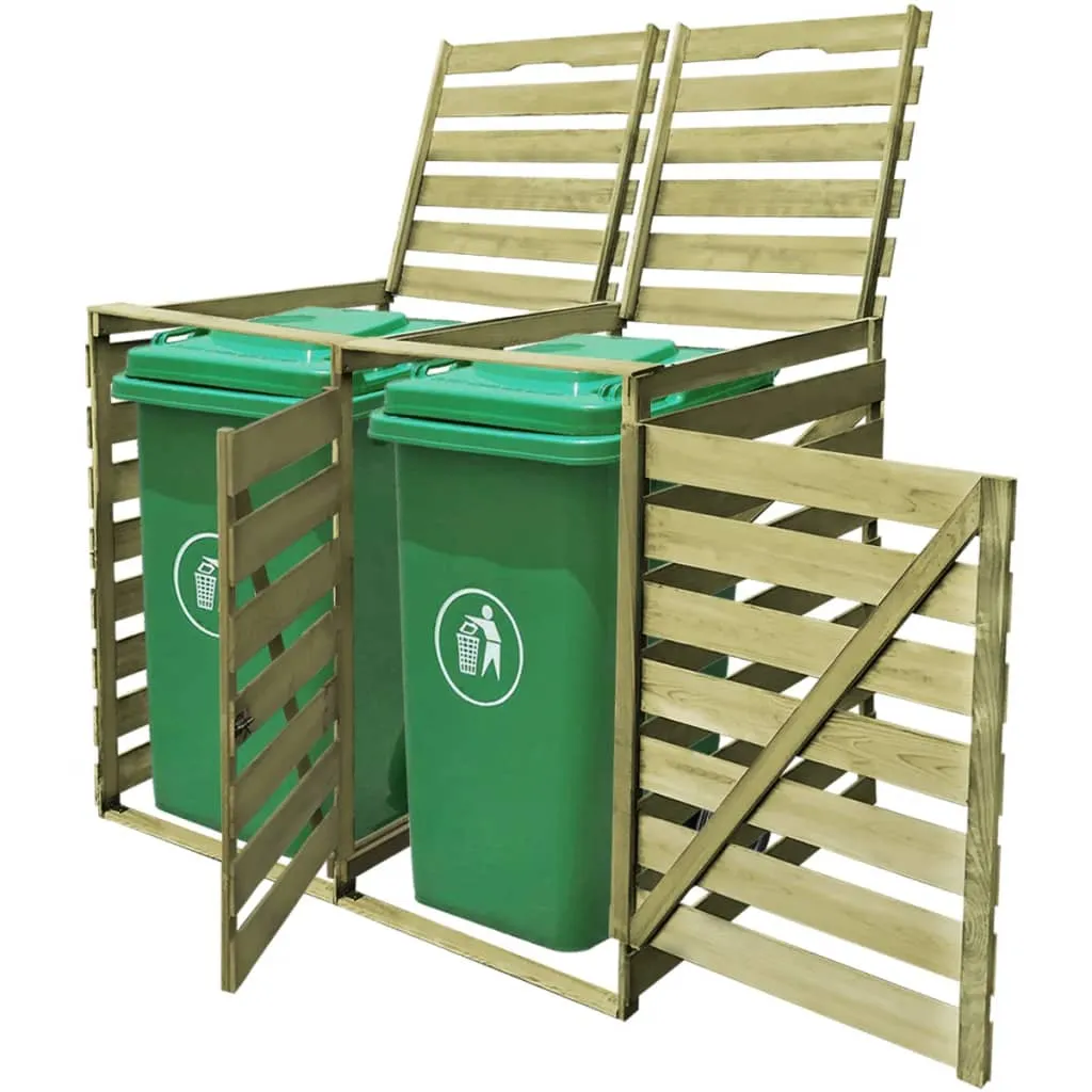 Double Wheelie Bin Shed 240 L Impregnated Wood