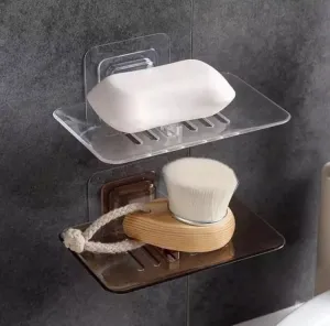 Drain Soap Holder Bathroom Suction Wall Holder, Transparent Wall-Mounted Soap Storage Rack, Kitchen Organizer Storage Rack