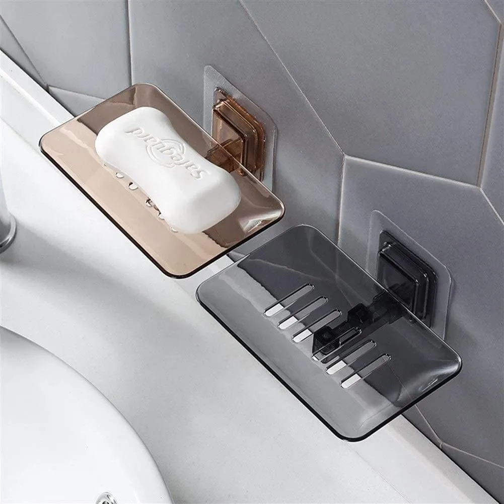 Drain Soap Holder Bathroom Suction Wall Holder, Transparent Wall-Mounted Soap Storage Rack, Kitchen Organizer Storage Rack