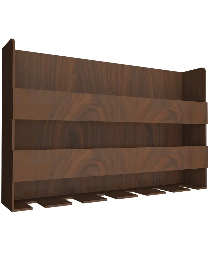 Dusky Sturdy Backlit Wooden Bar Wall Shelf With Light Walnut Finish | 24 X 15 inches