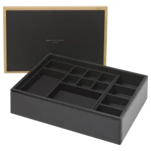 Emerson Extra Large Mens Watch & Cufflink Box Black