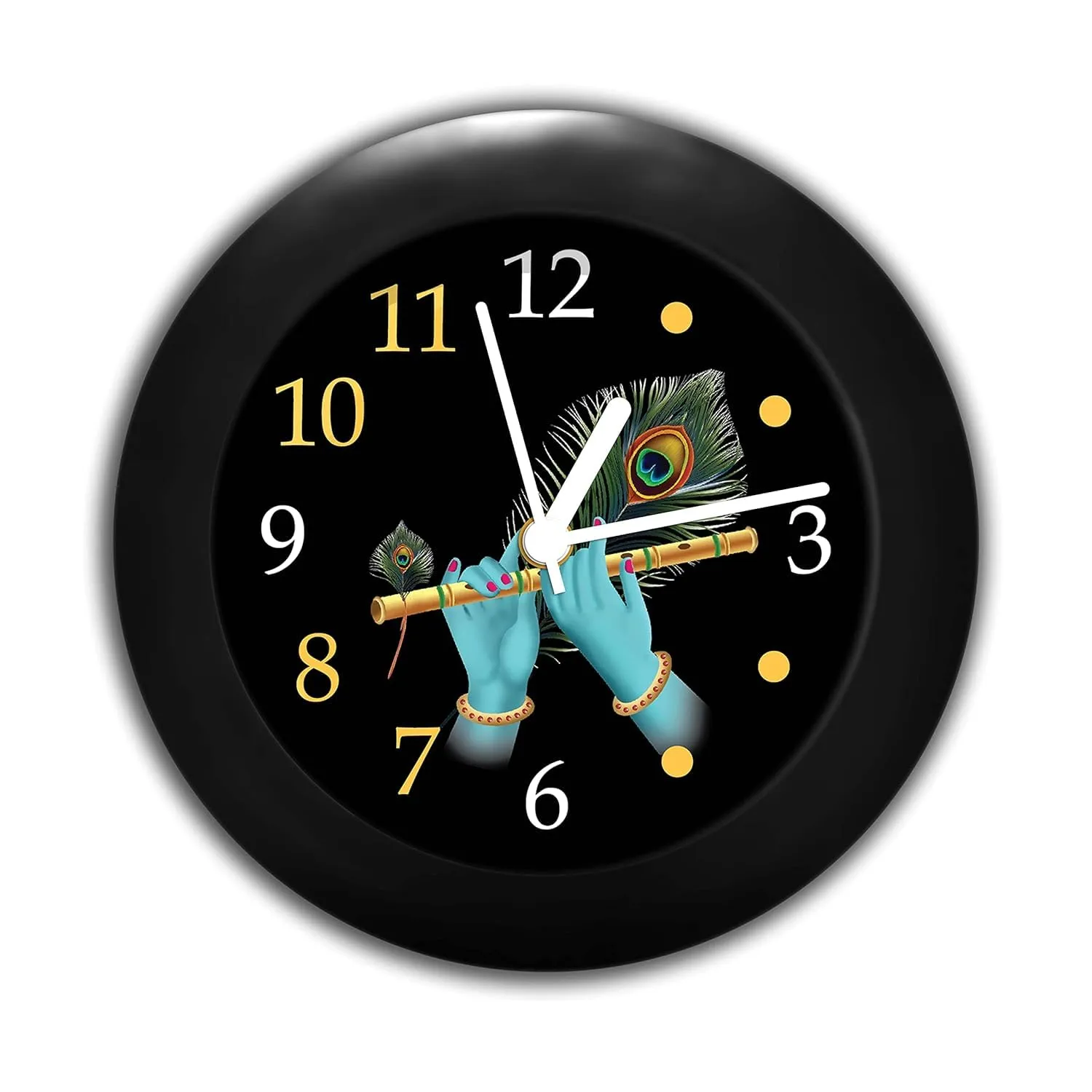 Epic Stuff - Krishna Ji Flute Design Plastic Round Table Clock - Best Accessories for Home and Office Decor