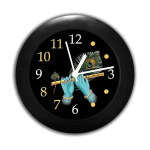 Epic Stuff - Krishna Ji Flute Design Plastic Round Table Clock - Best Accessories for Home and Office Decor