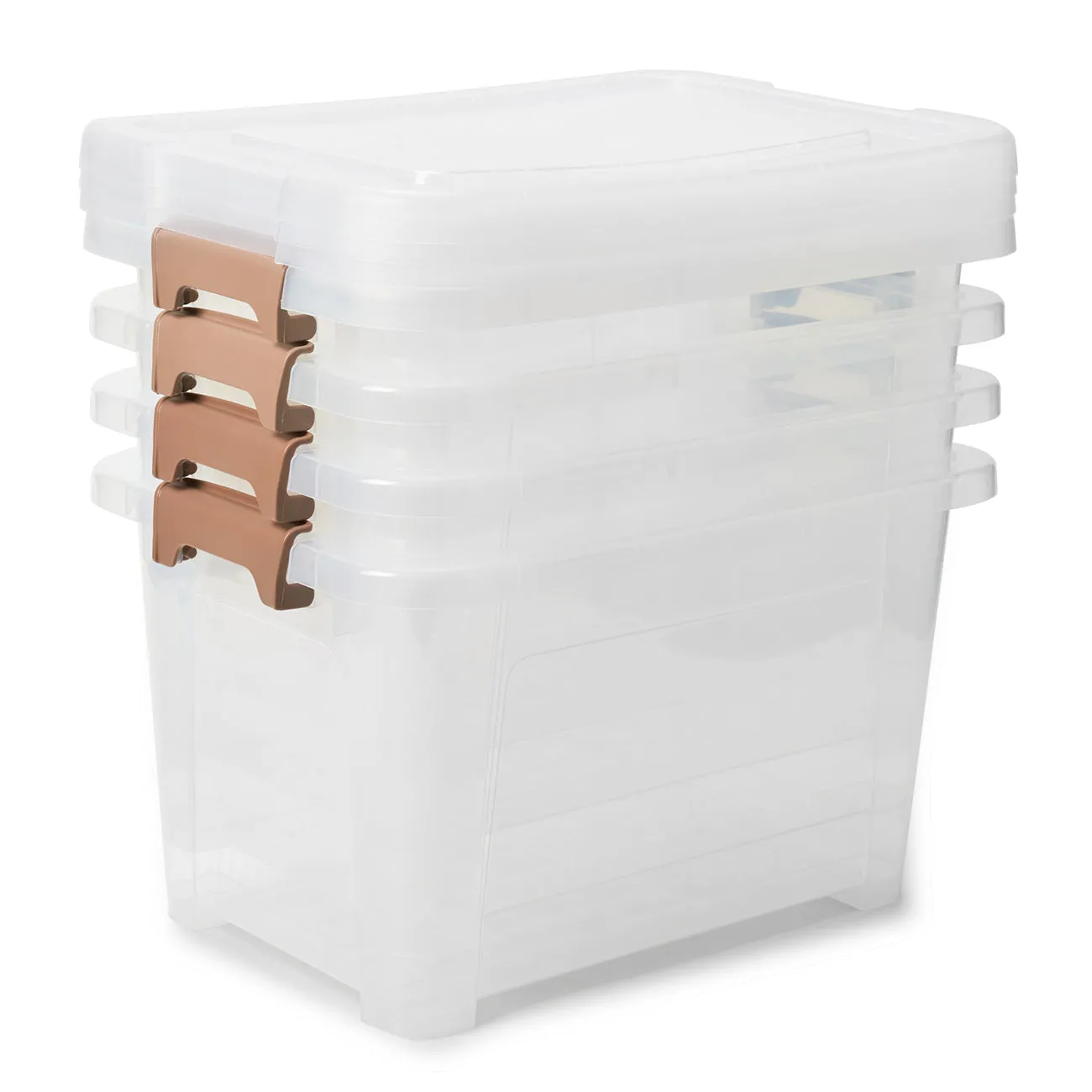 EZOWare 16.9 Quart Plastic Storage Container Bin with Lid, Clear Stackable Tote Storage Organizer Lidded Latch Box with Handles -15.4 x 11 x 9.45 inch/Set of 4