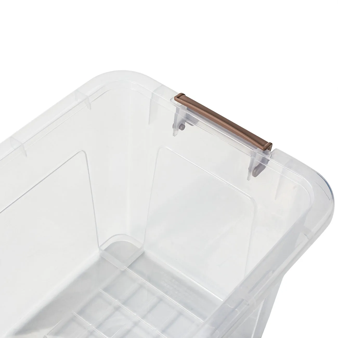 EZOWare 16.9 Quart Plastic Storage Container Bin with Lid, Clear Stackable Tote Storage Organizer Lidded Latch Box with Handles -15.4 x 11 x 9.45 inch/Set of 4