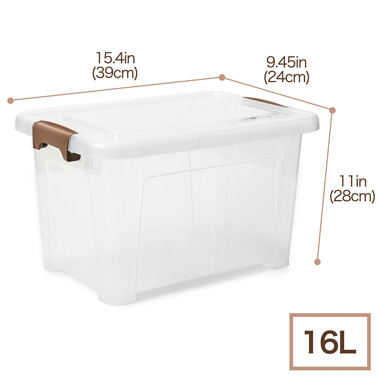 EZOWare 16.9 Quart Plastic Storage Container Bin with Lid, Clear Stackable Tote Storage Organizer Lidded Latch Box with Handles -15.4 x 11 x 9.45 inch/Set of 4