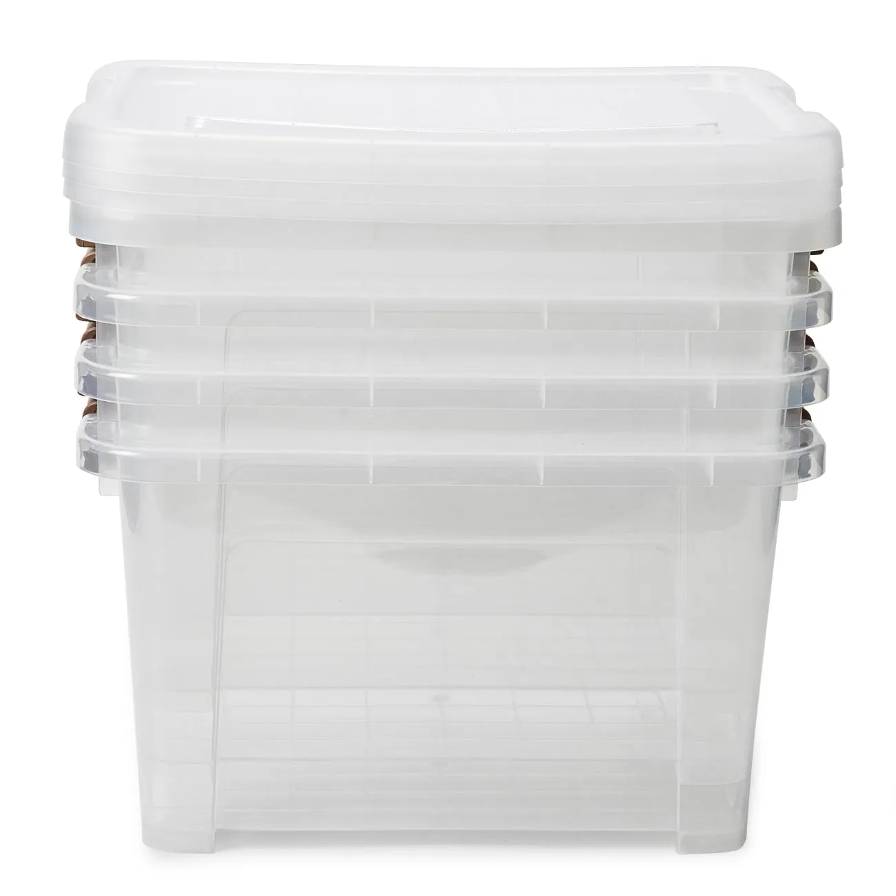 EZOWare 16.9 Quart Plastic Storage Container Bin with Lid, Clear Stackable Tote Storage Organizer Lidded Latch Box with Handles -15.4 x 11 x 9.45 inch/Set of 4