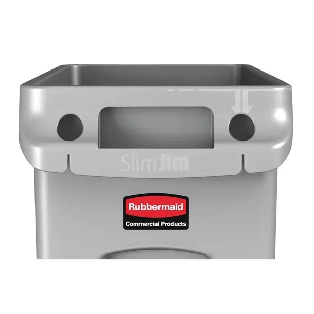 F649 Rubbermaid Slim Jim Container With Venting Channels Grey 87Ltr