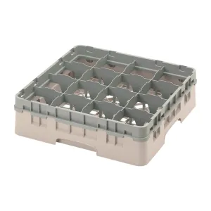 FD063 Cambro Camrack Beige 16 Compartments Max Glass Height 114mm