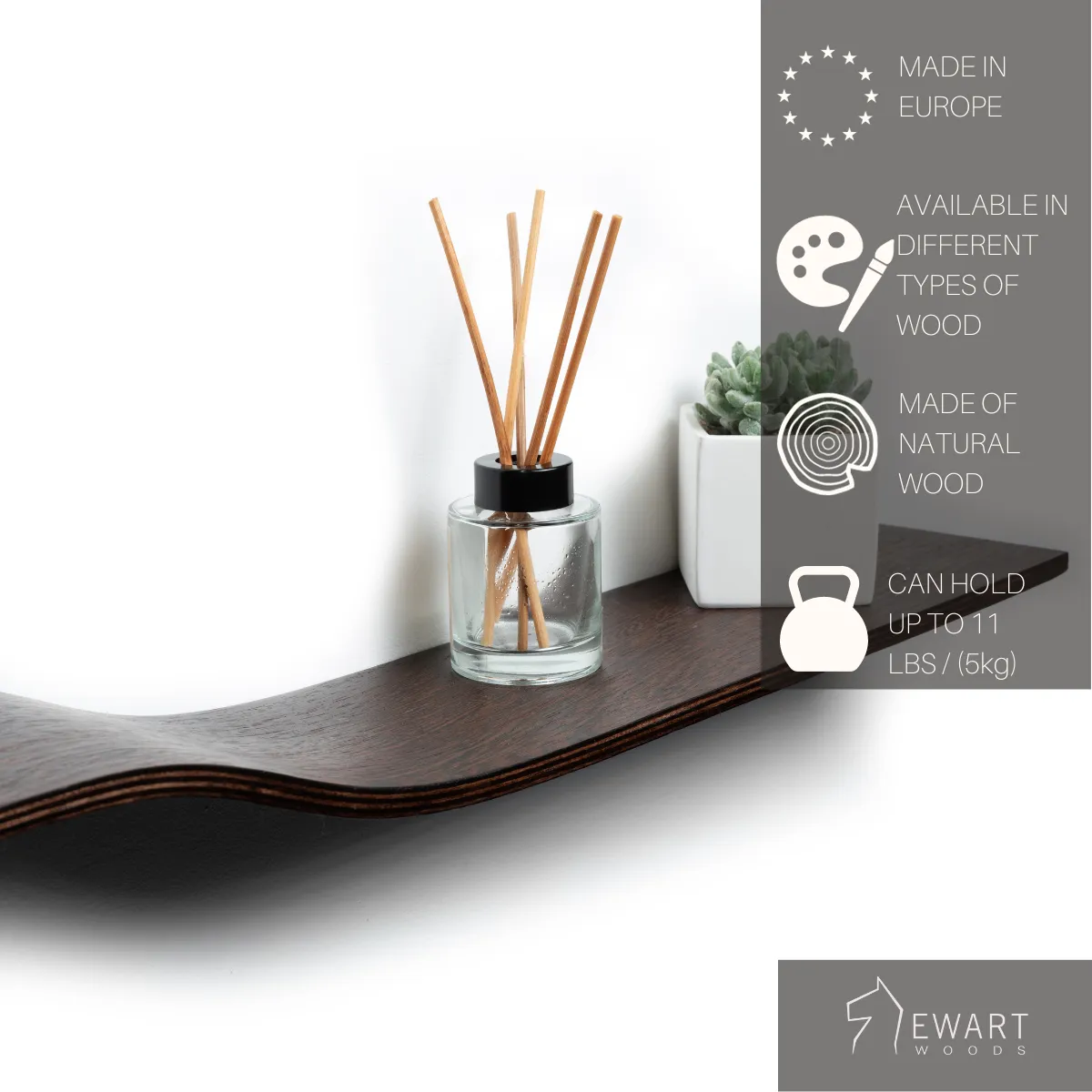 Floating Wall Shelf Curved - Thin Wave