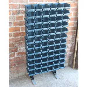 Freestanding Louvre Panel Parts Storage Bin Rack with 72  Bins