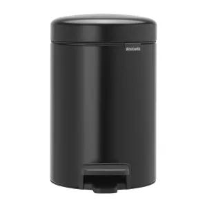 FT373 Brabantia Newlcon Pedal Bin Matt Black 3Ltr
