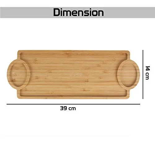 FWQPRA® Wooden Bamboo Appetizer Platter Serving Tray Chip & Dip Tray Serving Set (Pack of 1)