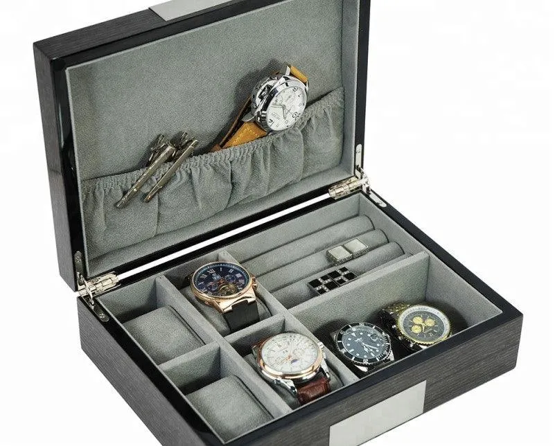 Gingko High Gloss Multi Function Watch Cufflink Jewellery Organizer Box