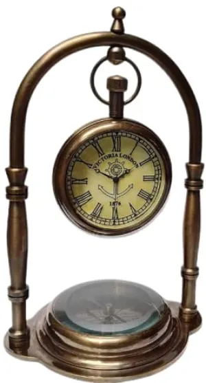 Golden Brass Vintage Table Clock Victorian London Table Clock Nautical Brass Antique Table Clock Premium Golden Looking Desk Table Clock for Home & Office Decor by SIAN1.