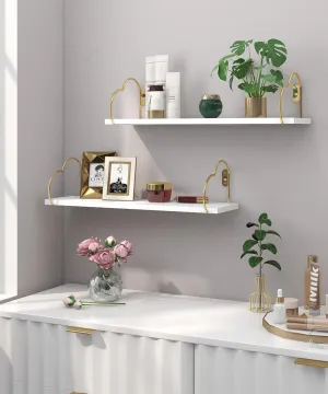 Golden Heart Floating Shelves for Bathroom Cute Romantic Modern Wall Mounted