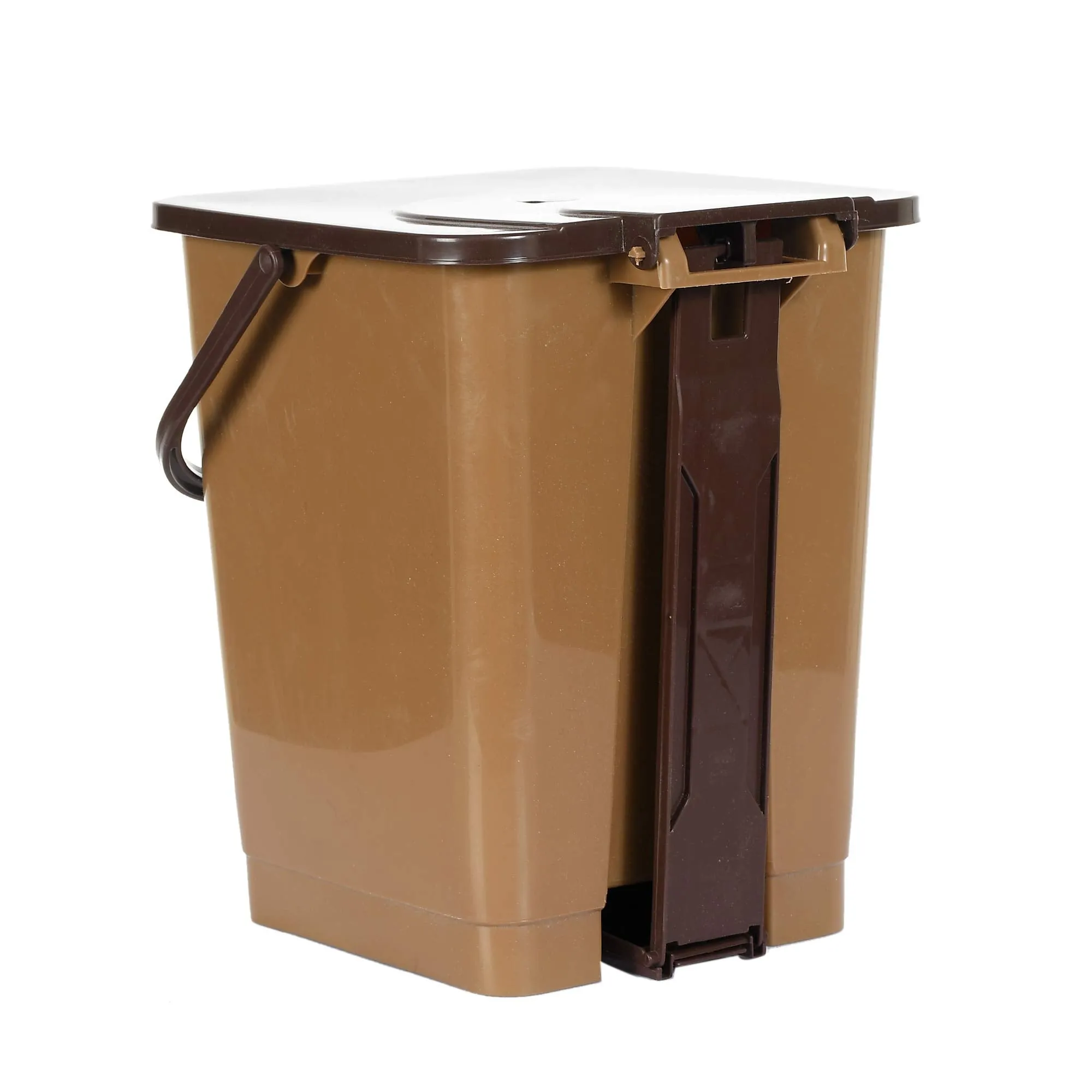 Heart Home Premium Plastic Pedal Dustbin 10 Ltr (Brown & Coffee)-Pack of 2-KUBMART16425
