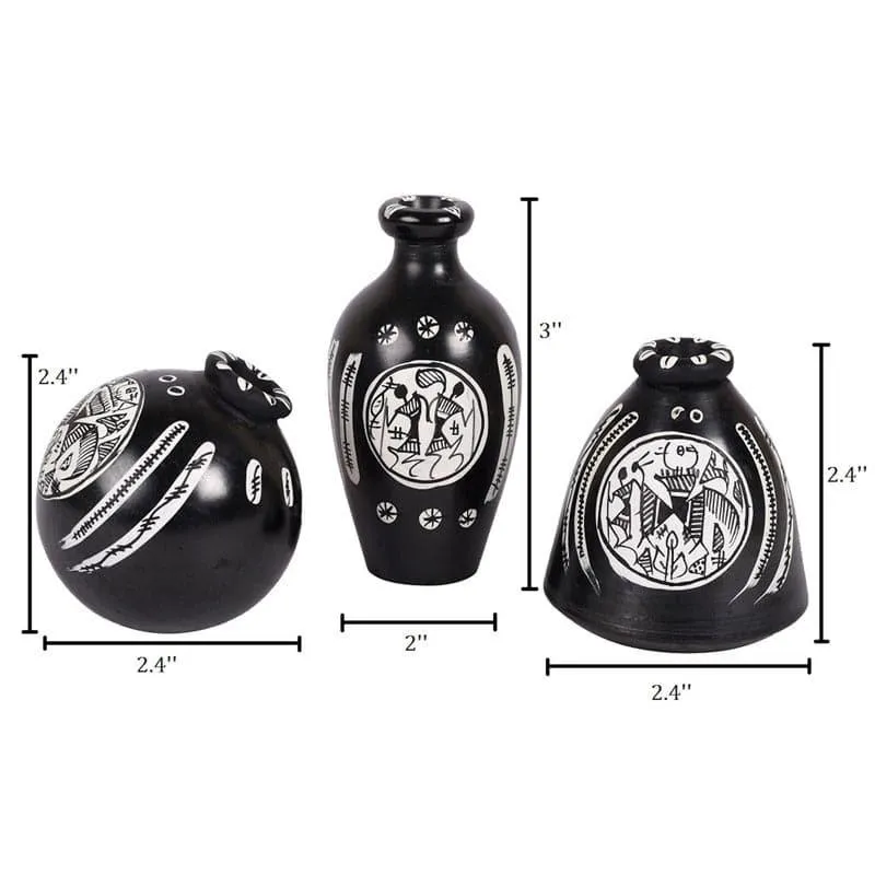 Home Charm Wall Shelf With Black Pot - Set Of Four