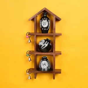 Home Charm Wall Shelf With Black Pot - Set Of Four