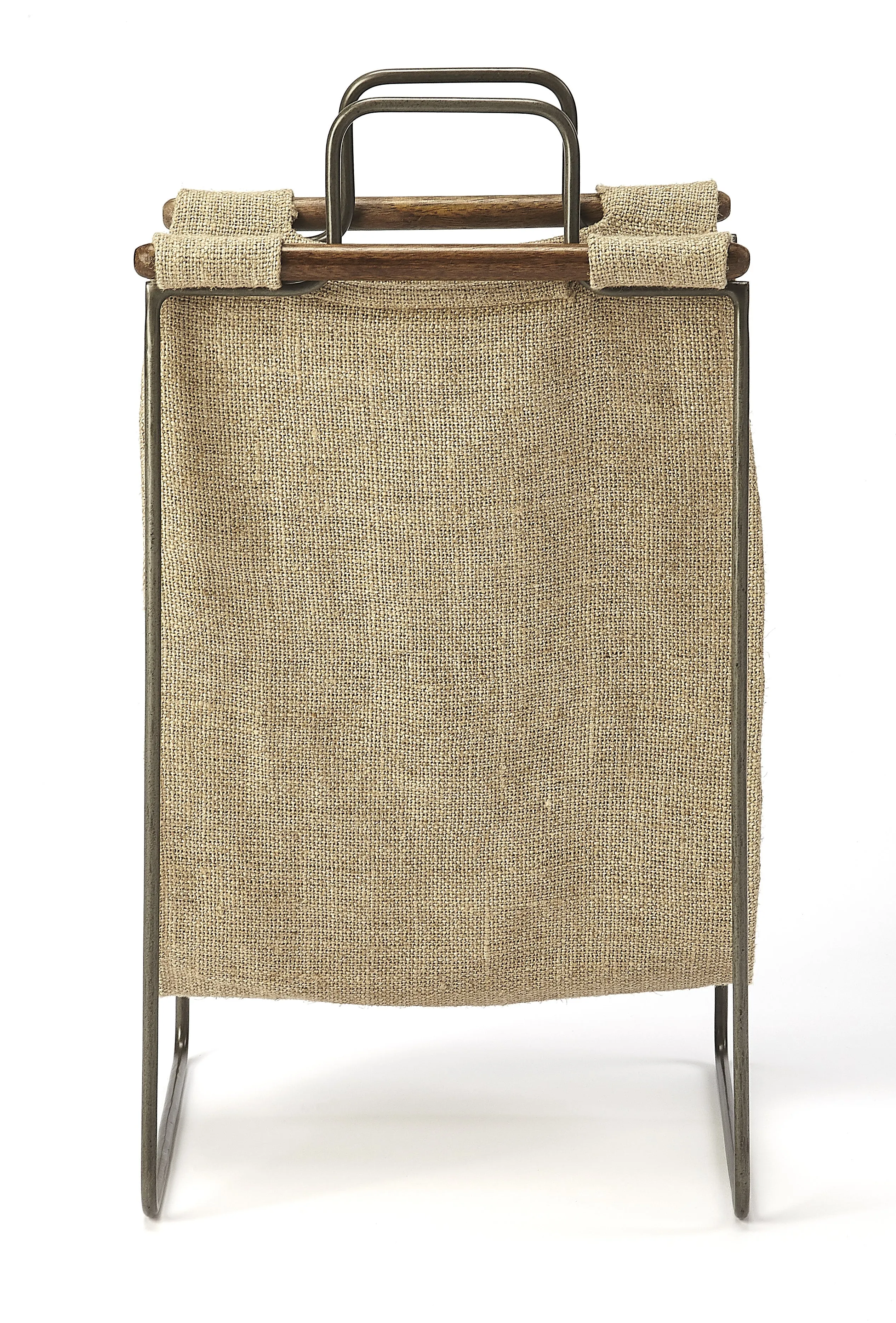 Idaho Burlap & Metal Magazine Basket in Beige  5354140